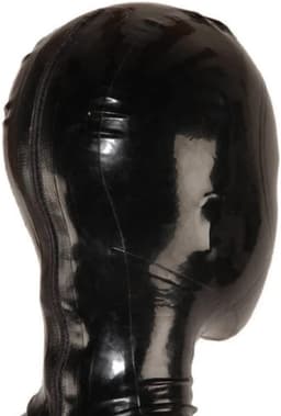 OUYLAF Latex Masker - bdsm masker - latex hood - latex masker bdsm - bdsm - latex erotiek - zwart - Dragen van beugel + neussonde - (M) — thumbnail 2