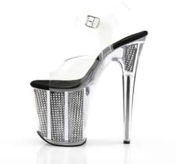Pleaser - FLAMINGO808SRS Sandaal met enkelband, Paaldans schoenen - Paaldans schoenen - 42 Shoes - Zilverkleurig/Transparant — thumbnail 2
