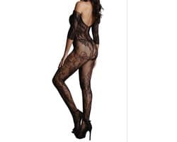 Bodysuit - Doorschijnend - Mesh - Sexy lingerie - Open kruis - Kant - Erotiek - Dames - Lace - Transparante lingerie - Mesh bodysuit - Zwart - One piece - Verleidelijke outfit - Jonyx