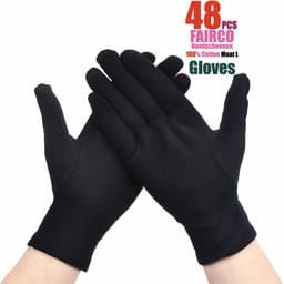 Katoenen Handschoenen Zwart Maat L - Inspectie katoenen werkhandschoenen munt sieraden werknemer etiquette handschoen - Gloves Cotton - Beschermende Handschoenen - Wegwerp Handschoenen 48Stuks/24Pairs L — thumbnail 1