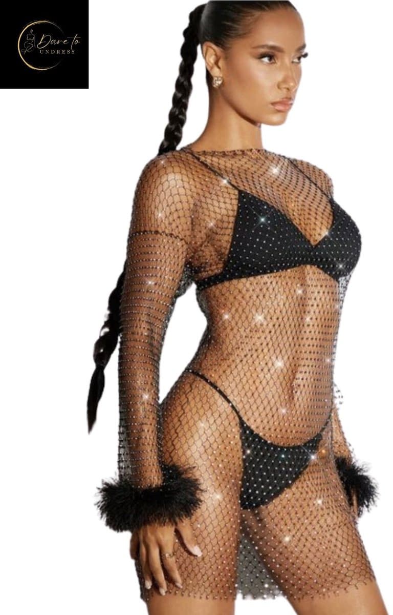 Sexy LIchaamssierraad – Bodychain – Kristallen – Diamant – Erotische Lingerie Vrouwen – Body Ketting – Chique & Sexy – Sexy LIngerie – Erotische Jurk met Strass & Veren Details – Party Dress – Classy Clubwear – Trendy – Dare to Undress – One Size — afbeelding 1