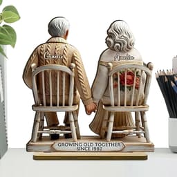 Genérico Veroudering samen: hout, verouderende sculpturen samen, houtkunst | DEE Maderad DEE paar, romantisch van hout, symboliseert blijvende liefde voor vrouw, echtgenoot — thumbnail 3