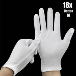 Witte Katoenen Handschoen Wit L - Handschoen L Wit – Munt Handschoen - Gezondheidszorg - Ziekenhuis - Beauty Center – Kapper - Jewelry - eczeem - allergie - juweliers – Handschoenen 100% Katoen maat L - 18 Stuks/9 Paar — thumbnail 4
