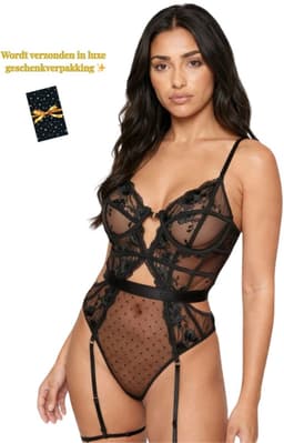 Erotische Body – Sexy Lingerieset – Lingerie Erotisch – Classy luxe kanten lingerieset – Erotische Bustier – Verleidelijk Elegant Zwart – BH en jarretelset – Dames lingerie – Sexy lingerie – Spannende lingerie – Dare to Undress – Maat XS/S, M, L, XL — thumbnail 9