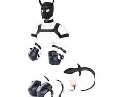 Petplay Deluxe 12 Delige Dog Puppy Set - Roleplay - kinky - luxe set - kwaliteits set - kinky - Zwart - Woeefff