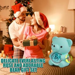 Rozenbeer Cadeauset - Eeuwige Roos Beer - Liefde Tonen - Draaibare Hartjesdoos - 400 Gram - Blauw — thumbnail 4