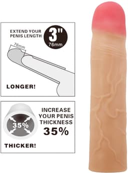 Power Escorts Extension Penis Sleeve – 20,5 cm buitendia 4 cm – Zacht & Flexibel — thumbnail 5