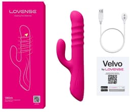 Lovense Velvo Rabbit Vibrator, Bluetooth Control, Free App, Silicone, Pink — thumbnail 3