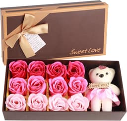 Rozenbloem Pluche Beer - Romantisch Cadeau - Cadeau Geven - Zeepbloemen Met Beer - 24 x 12 x 5 cm — thumbnail 5