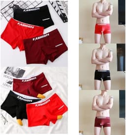 Huakunda Pack of 3 Men's Boxer Shorts Soft Boxer Briefs Open Hole Separate Pocket Breathable Elephant Underwear Cotton Underpants — thumbnail 4