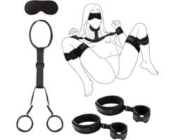 DOWO® - BDSM Extreme Bondage Set - SM Handboeien - Enkelboeien - Halsband - Blinddoek - Sex Toys voor Koppels - Seksspeeltjes voor vrouwen - Sex Pakket en Toys - 9 Delig