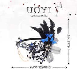 Vrouwen Venetiaans Feestmasker met Veren in Blauw voor Carnaval en Gala - Elegante Kostuumaccessoires voor Prom en Maskerade — thumbnail 7
