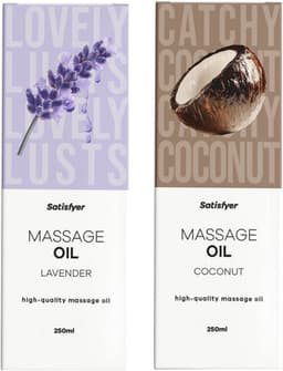 massage olie erotisch- 2x250 ml massage olie lavendel- massage olie kokosgeur- sensuele massage olie- erotische gift set-geschenkset voor vrouwen- satisfyer massageolie — thumbnail 1