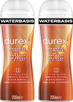 Durex - Massage Olie en Glijmiddel 2-in-1 Sensual met Ylang Ylang 200ml x2 - Waterbasis - Voordeelverpakking — thumbnail 1