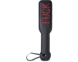 BDSM Paddle met ‘FUCK’-Print – Zwart/Rood – PU Leer – Dominantie Accessoire voor Spanking & Roleplay