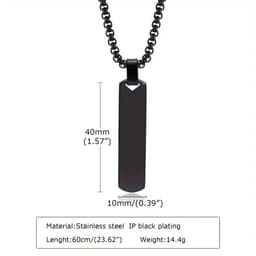 Nivard Ketting - Heren - Staal - Nep zilver - Met Hanger - Zwart - K — thumbnail 2