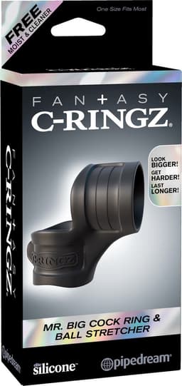 Pipedream - C-Ringz - Mr. Big Cock Ring And Ball Stretcher - Black — thumbnail 2