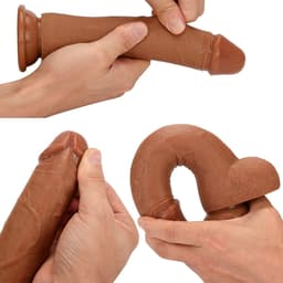 levensechte dubbel gelaagde dildo - realistisch- met zuignap - 22 cm — thumbnail 2