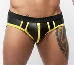 Mister b neoprene jock brief black yellow xs — thumbnail 1