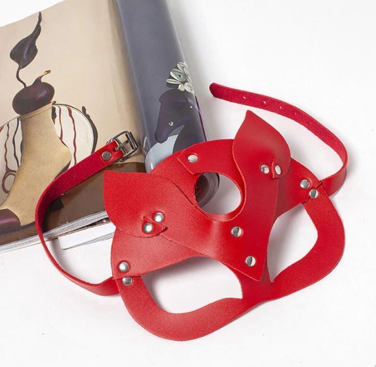 Luxe Cosplay Masker - Rood - PU Leer - Kat - Sexy - Masquerade — afbeelding 1
