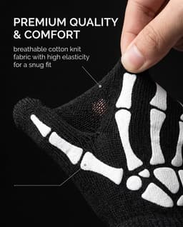 Handschoenen, uniseks, Halloween, glow-in-the-dark, Halloween, kostuum, accessoires, horrorhandschoenen, zwart, met lichtgevend skelet — thumbnail 2