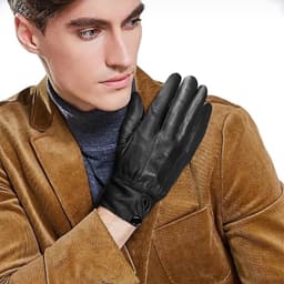 Handschoenen, waterdichte lederen handschoenen, winter zachte warme voering touchscreen sms'en dameshandschoen, heren dames casual rijden motorjurk handschoenen (zwart) — thumbnail 4