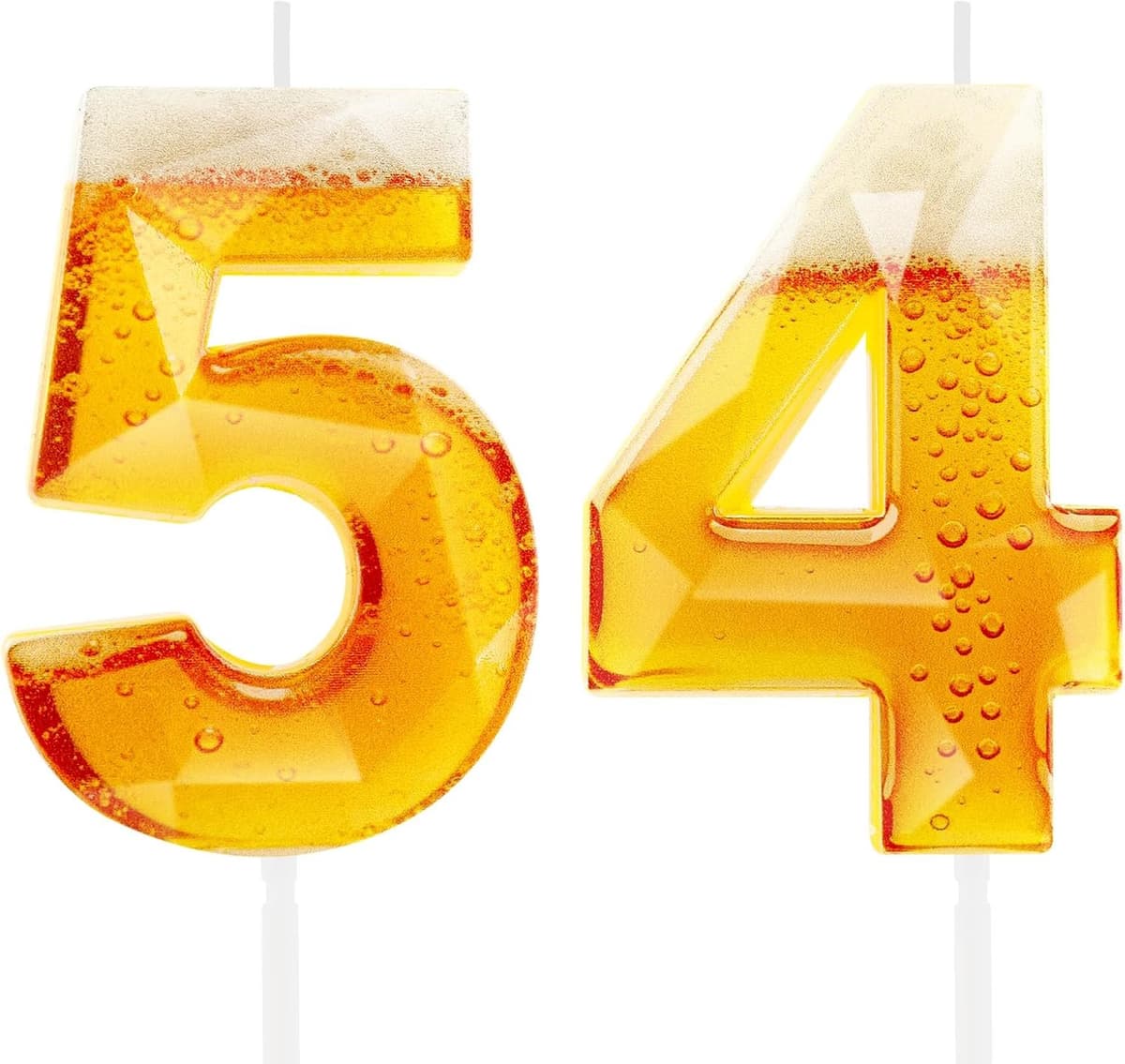 Verjaardagskaarsen bierthema - 54e verjaardag - levensecht pintglas ontwerp - leuk cadeau voor mannen - Velnivo — afbeelding 1