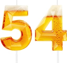 Verjaardagskaarsen bierthema - 54e verjaardag - levensecht pintglas ontwerp - leuk cadeau voor mannen - Velnivo — thumbnail 1