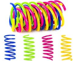 16 stuks gekleurd plastic veerspeelgoed voor katten, interactief huisdierspeelgoed voor luie mensen om katten te plagen en kattenspringspeelgoed
