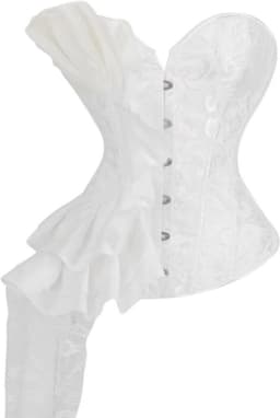 Dames Corset Top – Strapless Bustier met Sweetheart Halslijn, Jacquard, Veterdetail, Taille Cincher en Gothic Lingerie - Wit - Maat M — thumbnail 1
