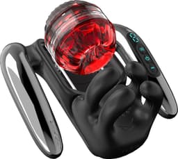 LoveVlijt - Automatische Masturbator voor Mannen - Knijpende en Vibrerende Balzakstimulator - Intense Orgasmes - 9 Stootstanden - 9 Vibratiestanden - 9 Knijpstanden - Bediening via Handgrepen - Draadloos en Oplaadbaar - Inclusief 2 Cockringen - Zwart — thumbnail 5