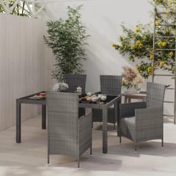 Terrasmeubelen tuinsofa meubelsets 5-delig tuin-eetgroep met kussen polyrotan grijs — thumbnail 1