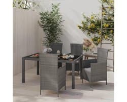Terrasmeubelen tuinsofa meubelsets 5-delig tuin-eetgroep met kussen polyrotan grijs
