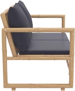 Terrasmeubelen, tuinmeubelsets, balkonmeubelsets, tuinbankset, 2-delig, tuinloungeset met donkergrijs kussen bamboe voor tuinen, terrassen, balkons — thumbnail 4