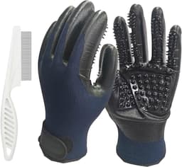 Handschoenen + 1 stuk Pet Flea Comb Dog Cat Universal Bath Massage Brush de Shedding Gloves Clean de-Shedding Comb Links en Rechts Hand Universeel — thumbnail 1