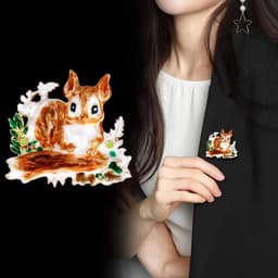 Emaille Eekhoorn Broche Schattig Zinklegering Dieren Spelden voor Vrouwen Jassen Truien Sjaal — thumbnail 4