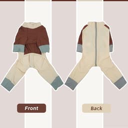 Rekbare hondenpyjama met ritssluiting, volledige afdekking, hondenbody, lange benen, vuilafstotend, koeler, onesie voor wandelingen en na operatie, beige, XL — thumbnail 2