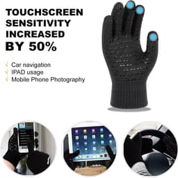 Handschoenen, uniseks, 2 paar gebreide winterhandschoenen, antislip touchscreen-handschoenen, werkhandschoenen, voor indoor-vrijetijdswerk of outdoor-rijden, pendelen (zwart + — thumbnail 3