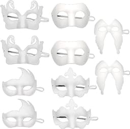 Set van 10 witte halve maskers voor een gemaskerd bal, feest, carnaval, rollenspel, opera (wit) — thumbnail 1