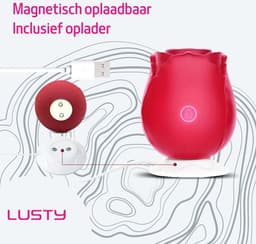 Lusty Roos Luchtdruk Vibrator - 10 Standen - Oplaadbaar - Clitoriszuiger - Bef - Sex Speeltje - Sex Toys - Erotiek voor vrouwen — thumbnail 5