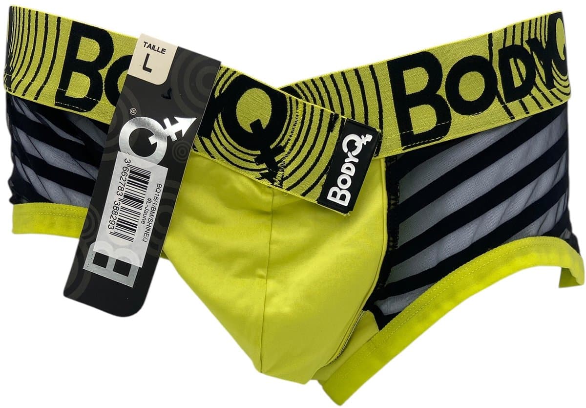 BodyQ Sexy Heren Boxershort – Geel met Net Zwart – Erotische Herenlingerie – Maat M — afbeelding 1
