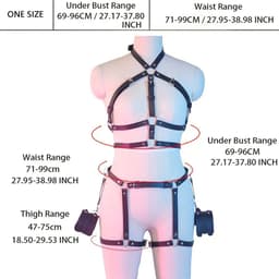 Sexy Lingerieset – Complete Bondageset – Inclusief Masker, Handboeien & Harnas Body – Zwart – Verstelbaar – BDSM – Fetish Lingerie – PU Leer – B.I.T.C.H. – Wasteland – Sexy Lingerie – Kinky Lingerie – Erotische Lingerie – Dare to Undress – One Size — thumbnail 3