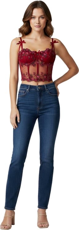 Sexy Lingerie Bustier Dames – Kant Topje met Borduursel – Paars Crop Top — thumbnail 1