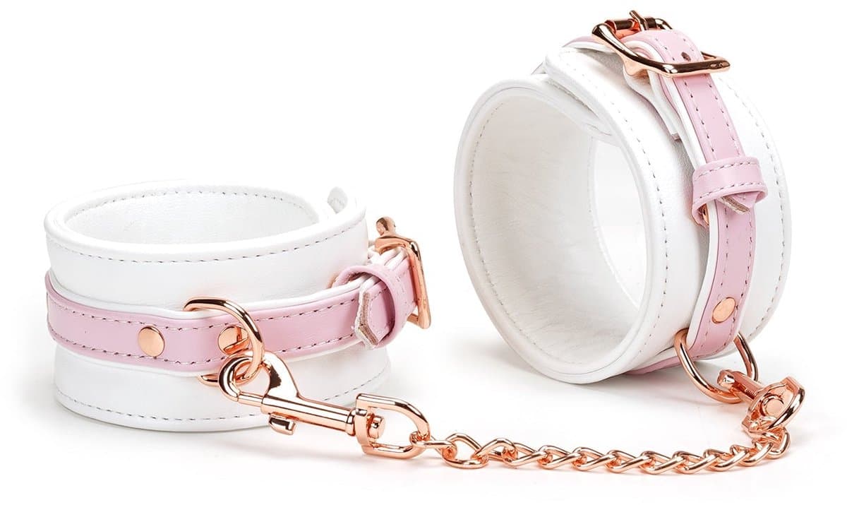 Liebe Seele - Fairy - Leren Enkelboeien - Rosé-Gouden Hardware - Roze/Wit — afbeelding 1