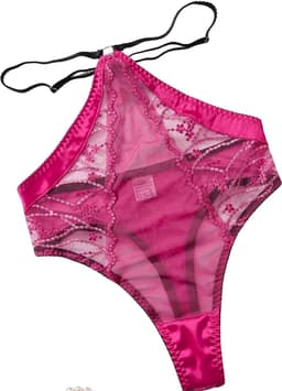 Sexy Lingerieset – Erotische Lingerie – Push-Up Beugel BH met Kant – Hoge Slip met Borduursels – Satijn & Mesh – Luxe 4-delige Set – Boudoir Lingerie – Dare to Undress – Divine Rose – Maat XS/S, M, L — thumbnail 9