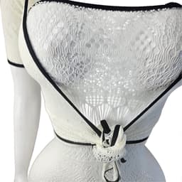 BamBella ® - Panty pak -Onesize - rok top suite set - Dames - Onesize - Erotische jumpsuit van kant erotische lingerie doorzichtig wit — thumbnail 4