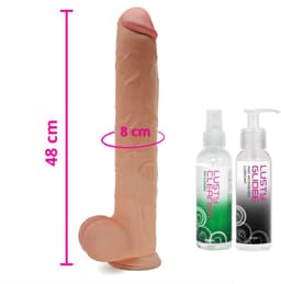 Lusty Mega Realistische Grote Dildo met zuignap - 48 x 8 cm! - XXL Dildo Voordeelpack - Extreme Zwarte Dildo voor anaal gebruik - Huidskleur — thumbnail 1