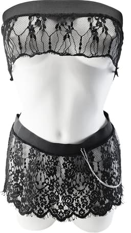 Kleding set - maat onesize - Doorzichtig kant zwart ketting met steentjes Erotische sexy rokje — thumbnail 1