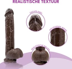 JustFun Dildo XXL - 28 CM - Sex Toys voor Mannen & Vrouwen - BBC - Realistische Dildo met Zuignap - Bruin — thumbnail 4