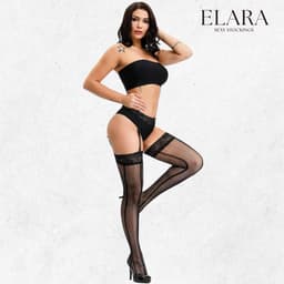 Elara Novalie – Sexy Jarretel Gordel met Kousen – 2-Delige Lingerieset – Verleidelijke Netkousen met Kant – S t/m XL – Dames Lingerie — thumbnail 6